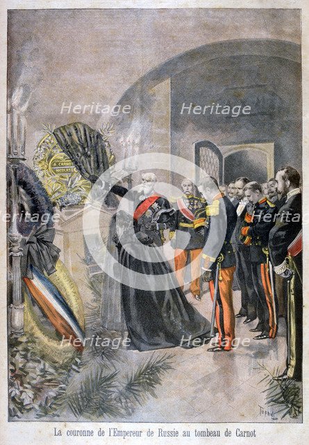Emperor of Russia at the tomb of Cornot, 1896. Artist: Oswaldo Tofani