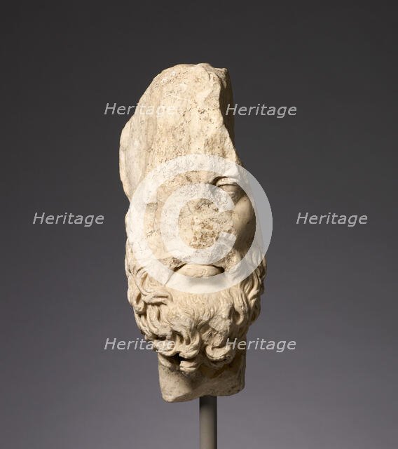 Fragmentary Head of Epikouros Worked for Insertion in a Bust, A.D. 100-150. Creator: Unknown.