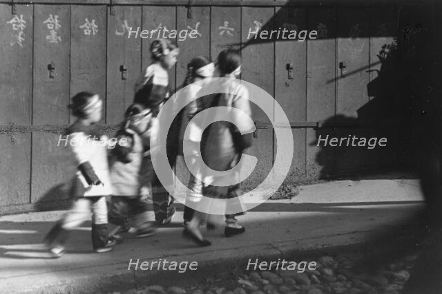 Five girls in holiday finery, Chinatown, San Francisco, between 1896 and 1906. Creator: Arnold Genthe.