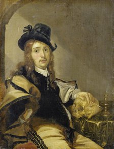 Self-portrait with Skull, c1645. Creator: Karel Slabbaert.