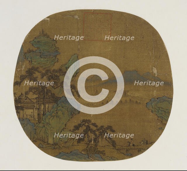 Fan mounted as an album leaf, Ming dynasty, 1368-1644. Creator: Unknown.