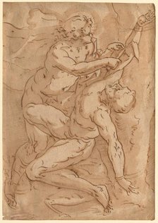 Apollo Flaying Marsyas (recto) Two Sketches of a Mother and Child (verso) , 16th century. Creator: Anonymous.