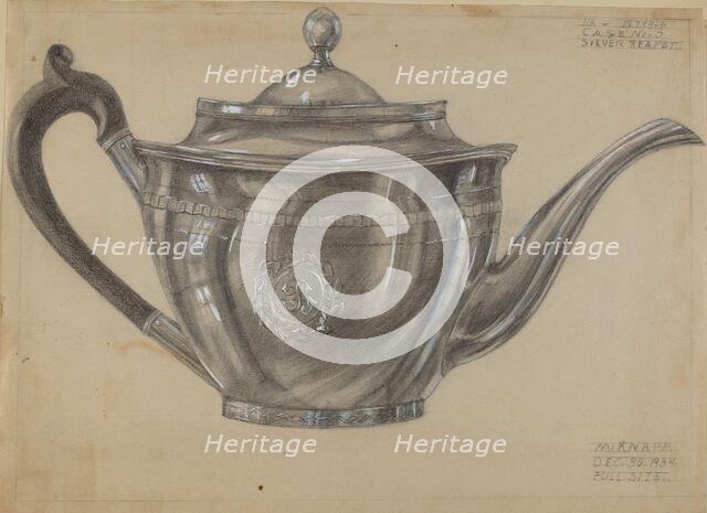 Silver Teapot, 1934. Creator: Margaret Knapp.