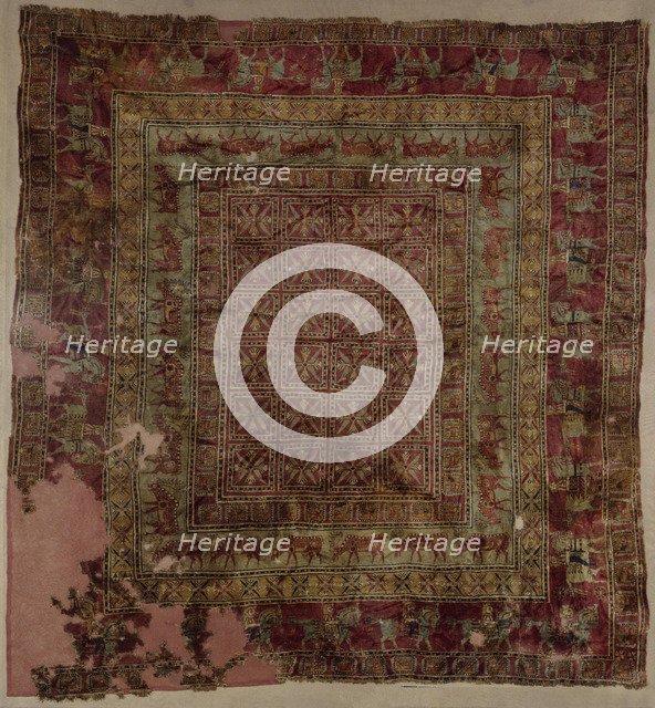 Pile Carpet, 5th-4th century BC. Artist: Ancient Altaian, Pazyryk Burial Mounds  