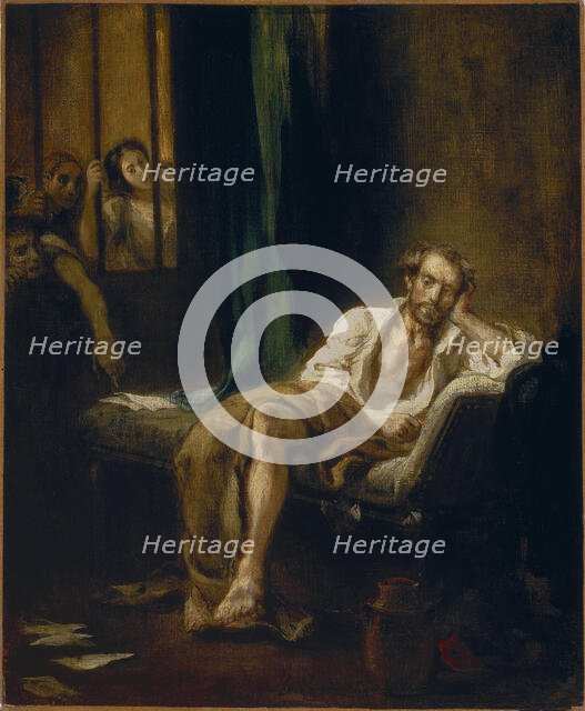 Tasso in the Madhouse (Tasso in Ospedale di Sant'Anna at Ferrara), 1839. Creator: Delacroix, Eugène (1798-1863).