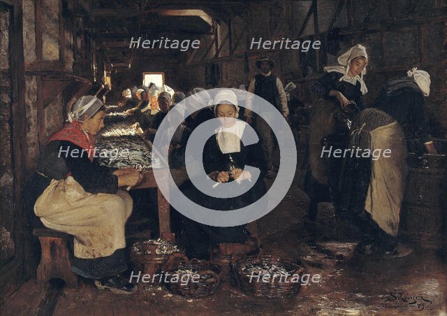 A Sardine Curing and Packing Establishment in Concarneau, 1879. Creator: Peder Severin Kroyer.