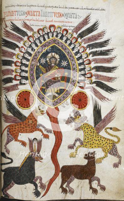 Daniel's vision of the four beasts from the sea and the Ancient of Days, 1109. Creator: Petrus.