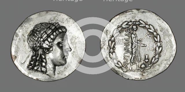Tetradrachm (Coin) Depicting the God Apollo Gryneios, 189 BCE or later. Creator: Unknown.