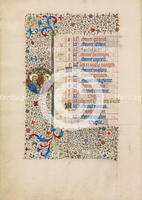 October Calendar Page: Saints Simon and Jude; Book of Hours, about 1440-1450. Creator: Workshop of the Bedford Master.