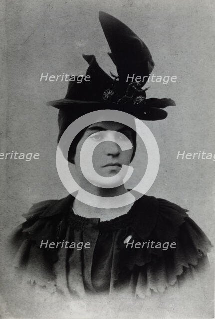 Portrait of Suzanne Valadon with hat, c1885. Creator: Anonymous.