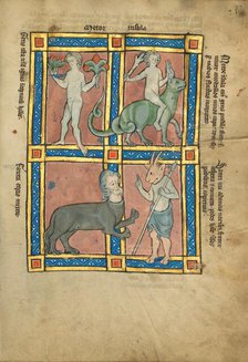 A Man Without Knowledge of Fire; A Man Riding a Crocodile; A Centaur; Sanrus..., 1277 or after. Creator: Unknown.