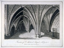 St Michael's Crypt, Aldgate, London, 1805. Artist: Samuel Owen