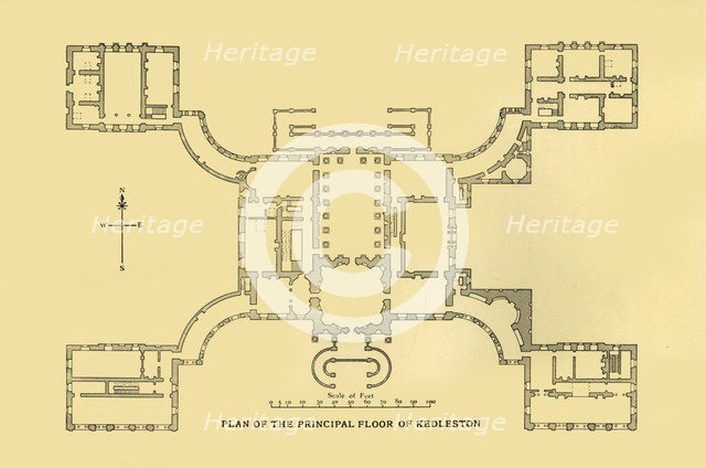 'Plan of the Principal Floor of Kedleston', 1925. Creator: Unknown.