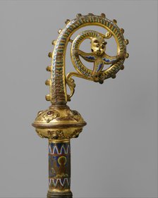 Head of a Crozier with a Serpent Devouring a Flower, French, ca. 1200-1220. Creator: Unknown.