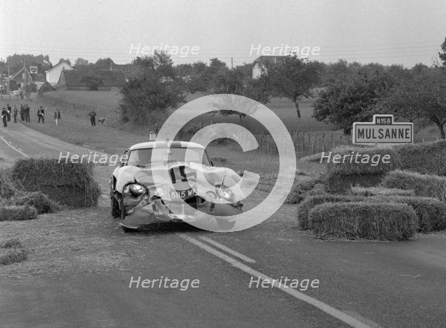 1963 Le Mans Jaguar E type Lightweight crash on Mulsanne. Creator: Unknown.