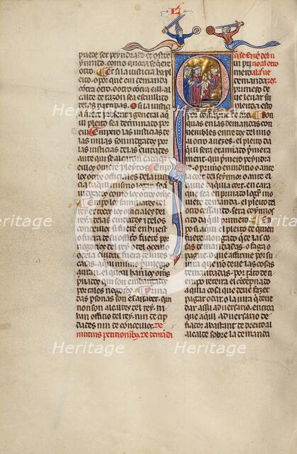 Initial Q: Two Attorneys with Clients before a Judge; Vidal Mayor, about 1290-1310. Creator: Unknown.