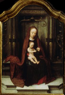 'The Virgin and Child Enthroned', 16th century. Artist: Adriaen Isenbrandt