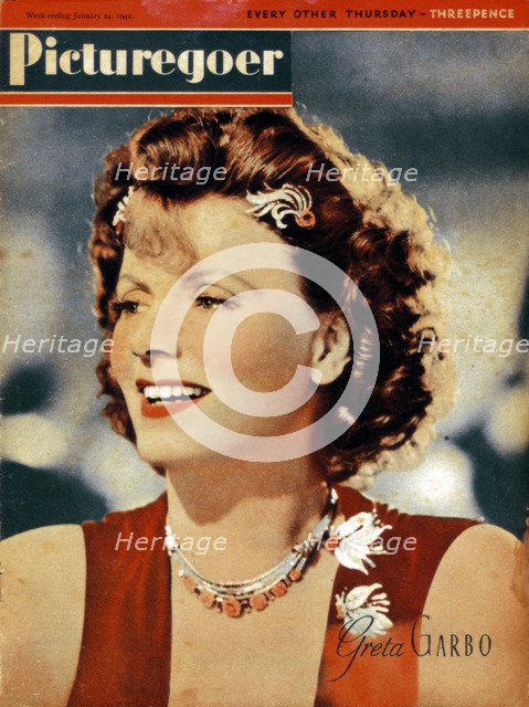 Greta Garbo (1905-1990), Swedish-born American actress, 1942. Artist: Unknown