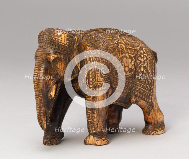 Walking Elephant with Floral Caparison, 17th century. Creator: Unknown.