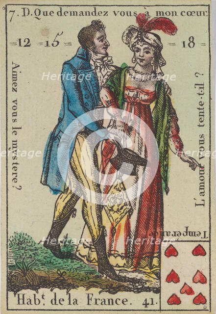 Hab.t de la France from Playing Cards (for Quartets) 'Costumes des Peuples..., 1700-1799. Creator: Anon.
