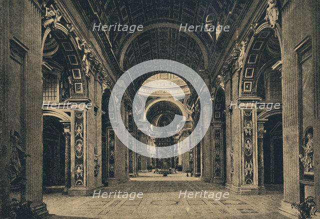 'Roma - Interior of the Basilica of S. Peter', 1910.  Artist: Unknown.