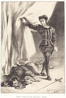 Hamlet and the Body of Polonius (Act III, Scene IV), 1835. Creator: Eugene Delacroix.