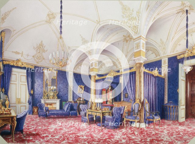 Interiors of the Winter Palace. The Bedchamber of Empress Maria Alexandrovna, 1859. Artist: Premazzi, Ludwig (Luigi) (1814-1891)