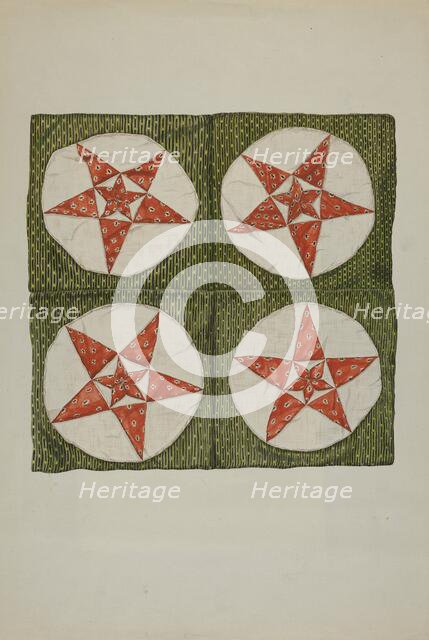 Quilt Blocks - Applique Star, 1935/1942. Creator: Unknown.