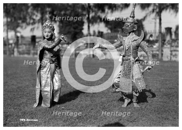 Dancers in traditional dress, Bangkok, Thailand, early 20th century(?). Artist: Unknown