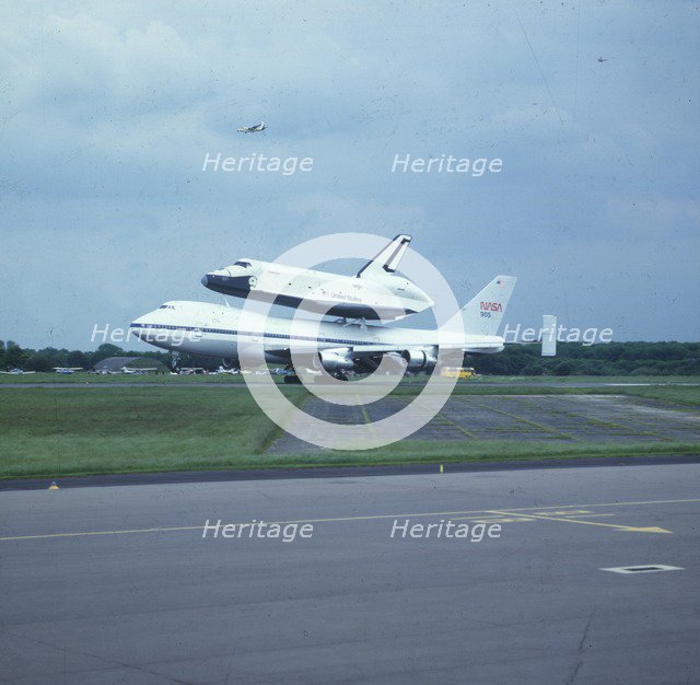 Space Shuttle 'Enterprise' landing at Stansted, Essex, United Kingdom, 5 June 1983. Creator: NASA.