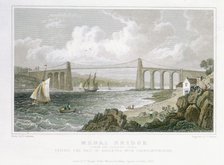 'Menai Bridge (from the Anglesea Side)', 1830. Artist: Thomas Barber
