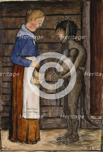 The Farmer's Wife and Poor Devil, 1899. Creator: Hugo Simberg.