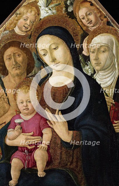 Madonna and Child with Saints Sebastian, Catherine of Siena and two angels, c. 1480. Creator: Matteo di Giovanni (ca. 1430-1495).