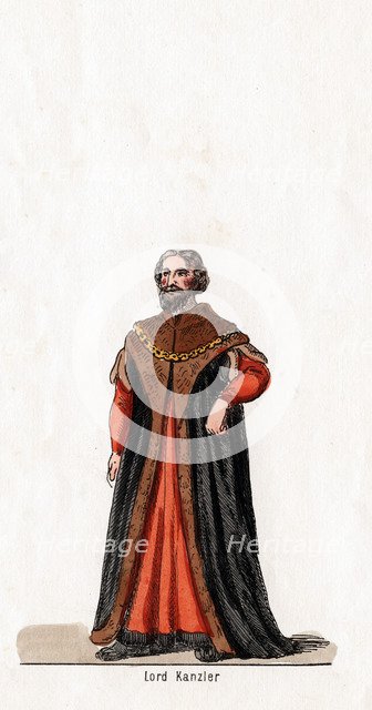 Lord Chancellor, costume design for Shakespeare's play, Henry VIII, 19th century. Artist: Unknown