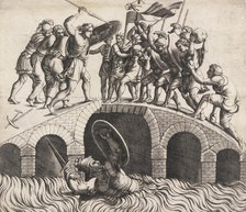 Horatio Coclès Saving Himself by Swimming, 16th century. Creator: Diana Mantuana.