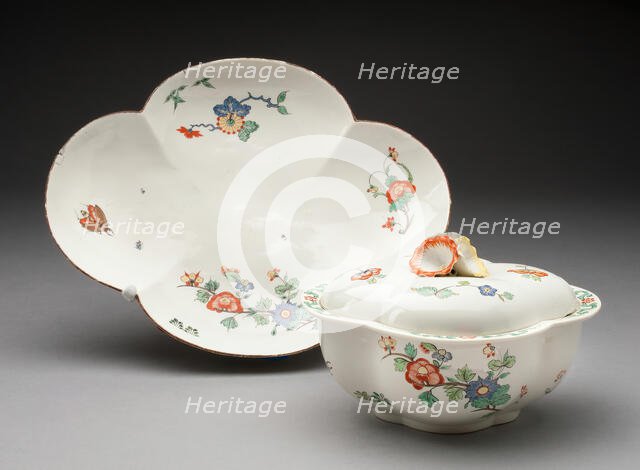 Covered Bowl and Stand, Chantilly, c. 1735. Creator: Chantilly Porcelain Manufactory.