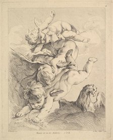 Three Cupids Turning a Somersault, an Eagle on the Right. Creator: Louis Felix de la Rue.