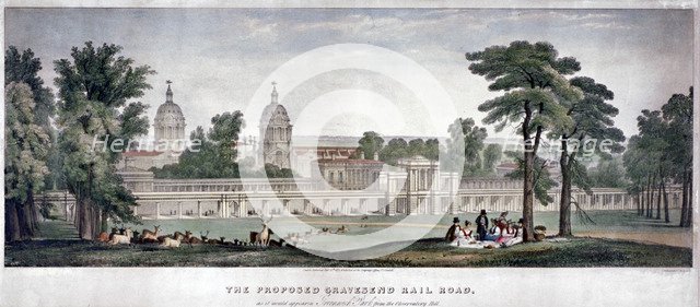 'The Proposed Gravesend Railroad', 1835. Artist: Charles Joseph Hullmandel