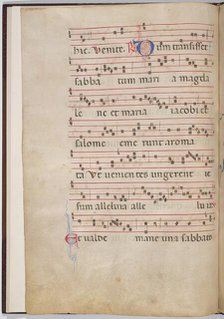 Leaf 2 from an antiphonal fragment (verso), c. 1275. Creator: Unknown.