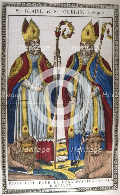 St Blaise and St Guerin, 19th century. Artist: Anon