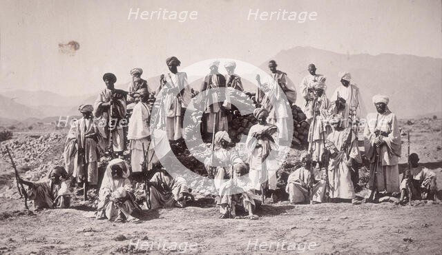 Afridi Picket near Jumrood, Khyber and Rotass in distance, c1879. Creator: John Burke.