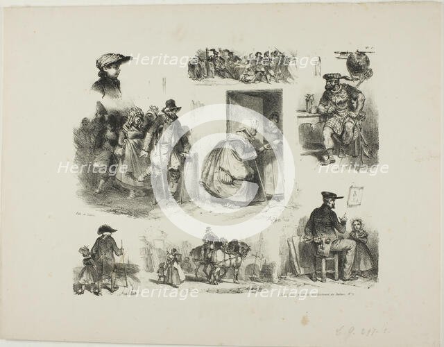 Sheet of Sketches, 1828. Creator: Auguste Raffet.