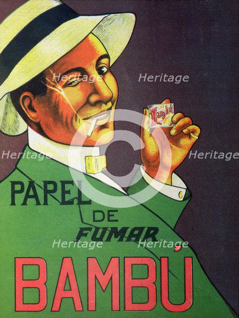 Poster advertising the brand of cigarettes paper Bambú, 1920.