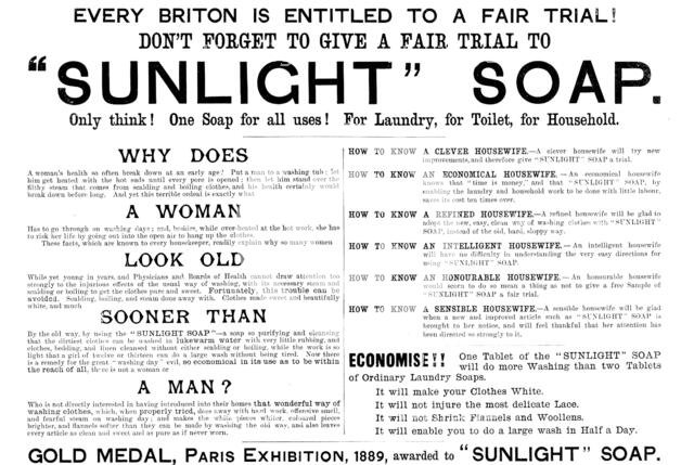 Advertisement for Sunlight Soap, 1890. Creator: Unknown.