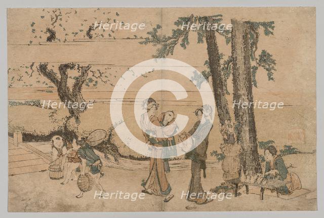 Group of Figures near a Brook, 1760-1849. Creator: Katsushika Hokusai (Japanese, 1760-1849).