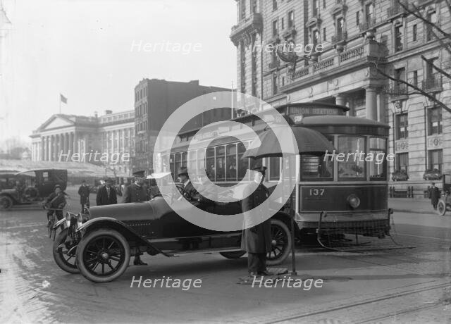 District of Columbia; Traffic. Stop And Go Signs, 1913. Creator: Harris & Ewing.