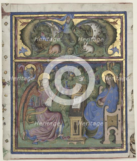 Initial M[issus est] Excised from an Antiphonary: The Annunciation, 1430-1438. Creator: Stefano da Verona (Italian, c. 1375-1438).