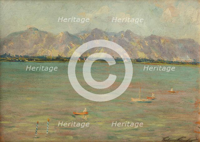 Mountain landscape with lake, after 1900. Creator: Ferdinand Katona.