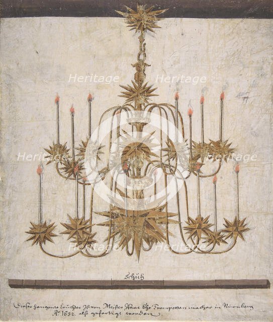 Design for a Chandelier with Sixteen Candles, 1632. Creator: Isaak Ehe.