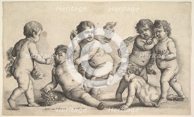 Five boys and a satyr, 1646. Creator: Wenceslaus Hollar.